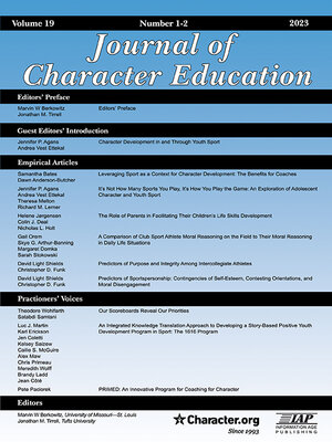 cover image of Journal of Character Education, Volume 19, Number 1-2, 2023